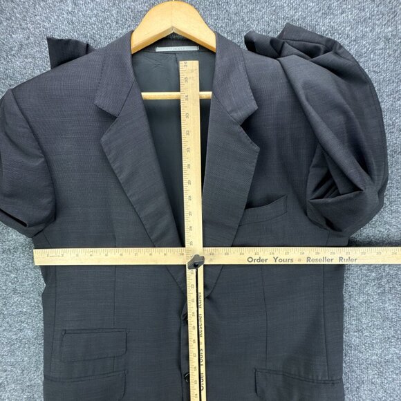 Hickey Freeman Suit Jacket Mens 42R Black Worsted Wool‎ 130s Silk Loro Piana USA - Picture 9 of 16